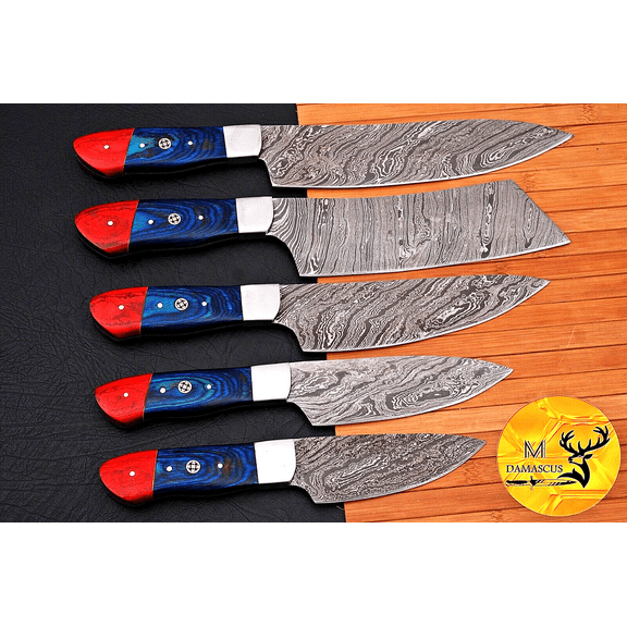 CUSTOM MADE HAND FORGED DAMASCUS STEEL CHEF KNIFE SET KITCHEN KNIVES 1524