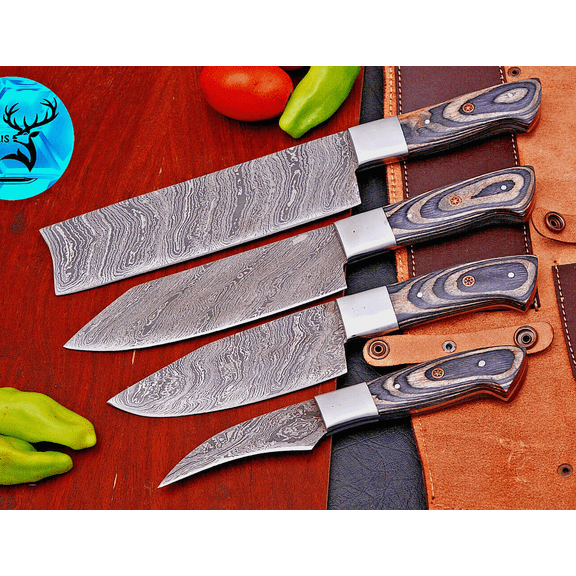 CUSTOM MADE HAND FORGED DAMASCUS STEEL KITCHEN CHEF KNIFE SET 990