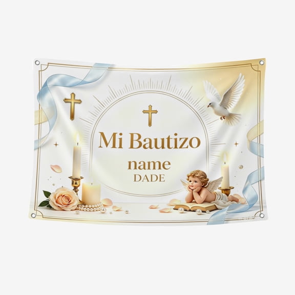 CUSTOM Mi Bautizo Backdrop for Girl, Pink Floral Baptism Backdrop with Gold Cross, Boho Christening First Communion Photo Booth Background Baby Shower Party Decorations 3.3*5FT