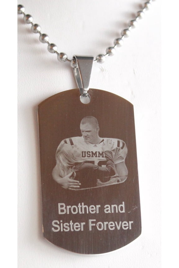 CUSTOM PERSONALIZED PICTURE STAINLESS STEEL DOG TAG AND NECKLACE ENGRAVE 2 PHOTOS silver2950photo2