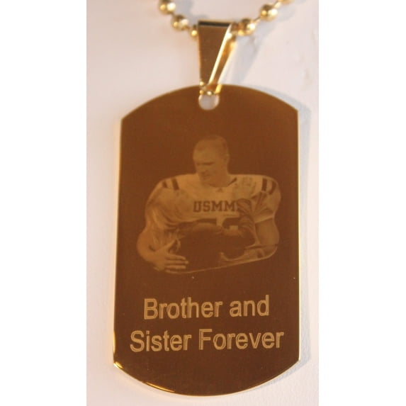 CUSTOM PERSONALIZED PICTURE STAINLESS STEEL IPG GOLD DOG TAG NECKLACE ENGRAVE 2 PHOTOS gold2950photo2