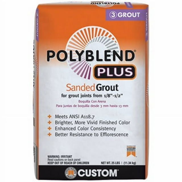 Custom Polyblend Plus PBPG16525 Sanded Grout, Delorean Gray, 25 lb Bag