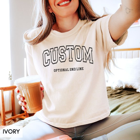 CUSTOM Shirt Boxy fit Short Shirt Trendy Personalized shirt Varsity style Design your own