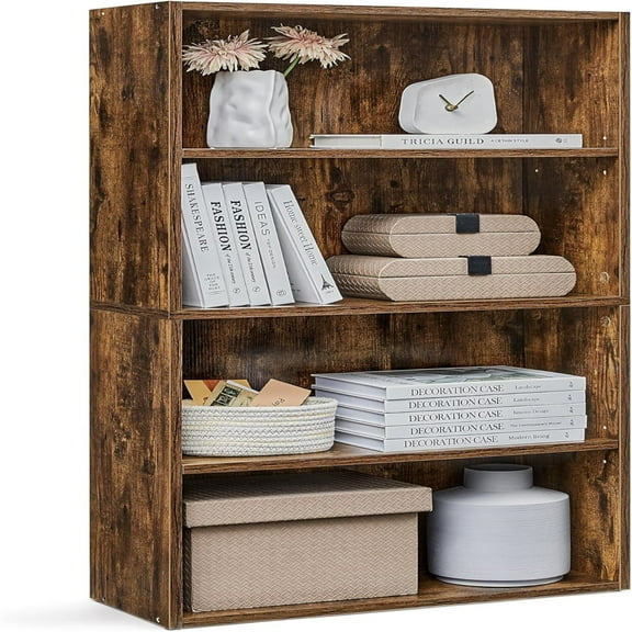 Bookshelf, 4-Tier Bookcase, Book Shelf, Open Storage Shelf, 9.4 x 23.6 x 42.4 Inches, for Living Room, Home Office, Dinning Room, Rustic Brown