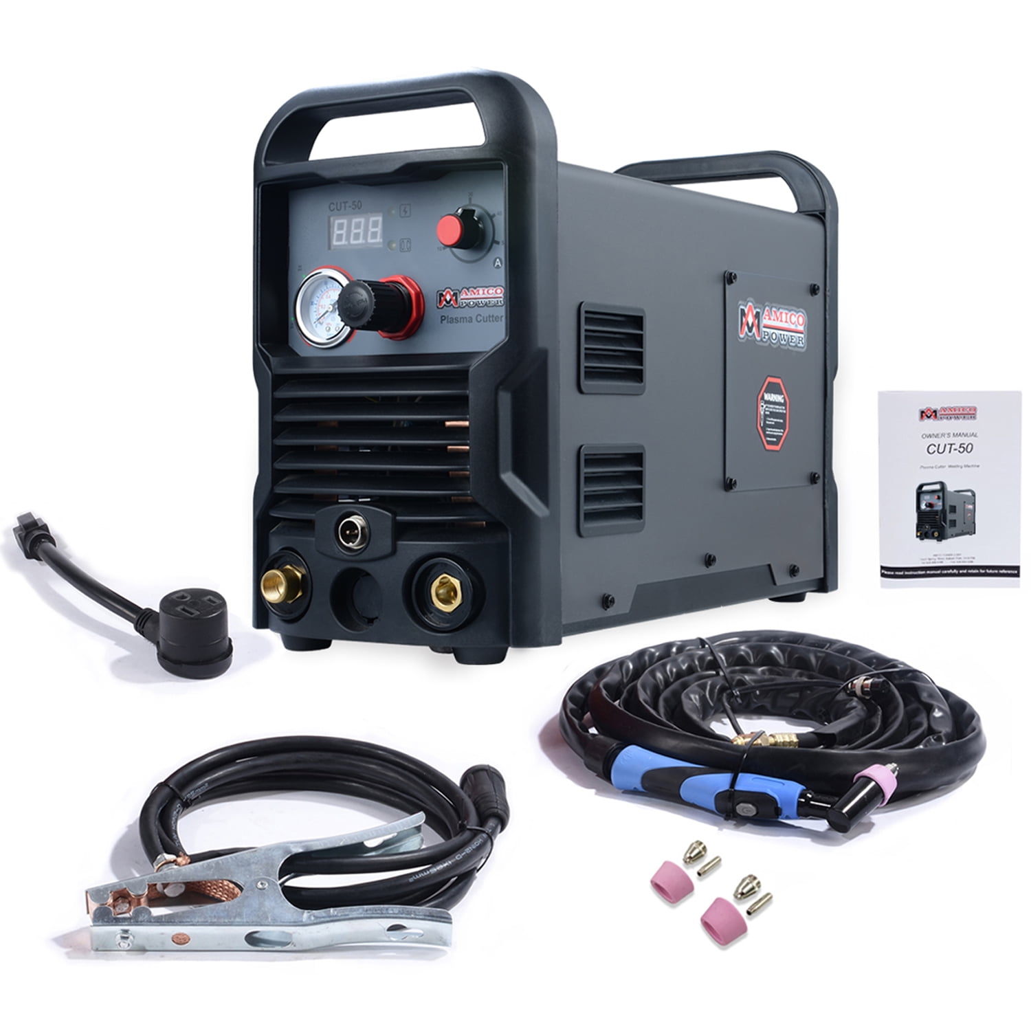 AMICO POWER CUT-50, 50-Amp Air Plasma Cutter DC Inverter Cut 120/240V Dual Voltage Cutting Machine