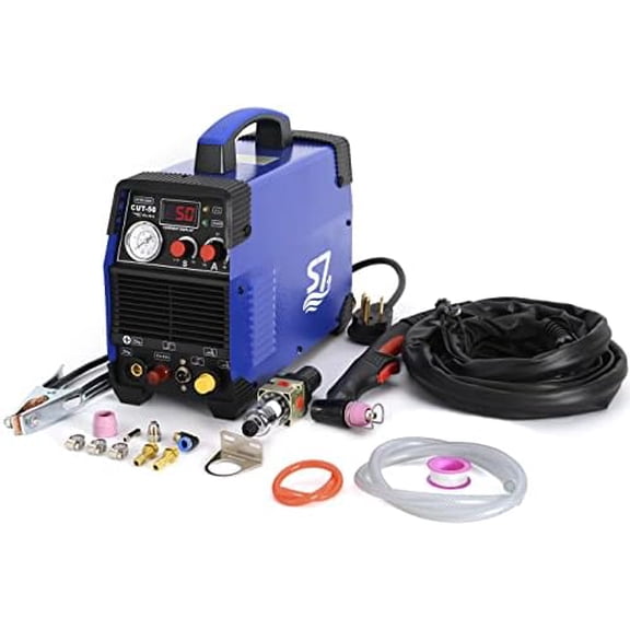 CUT-50 Plasma , 50A 110V/220V Dual , Non-Touch  Arc, Clean Cuts up to 20mm, Built-In Air Regulator, IGBT Inverter for  & DIY