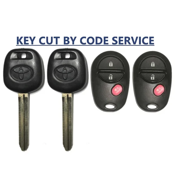 CUT BY CODE SERVICE + X2 Toyota Transponder Key 44D Dot + 3B Remote GQ43VT20T VLS