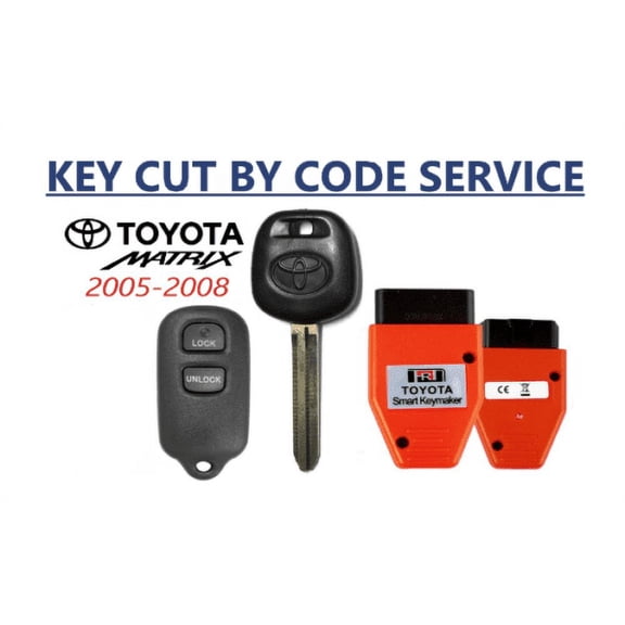 CUT BY CODE + Toyota MATRIX 44D DOT Chip Key + 3B Remote GQ43VT14T + Programmer VLS