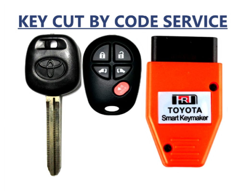 CUT BY CODE + Toyota Sienna Chip Key 44D Dot + 5B Remote + Programming