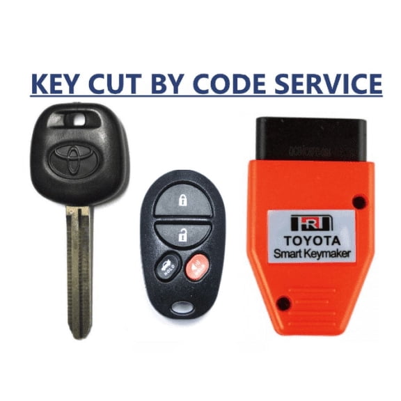 CUT BY CODE + Toyota Transponder Chip Key 44D Dot + 4B Remote Trank GQ43VT20T VLS