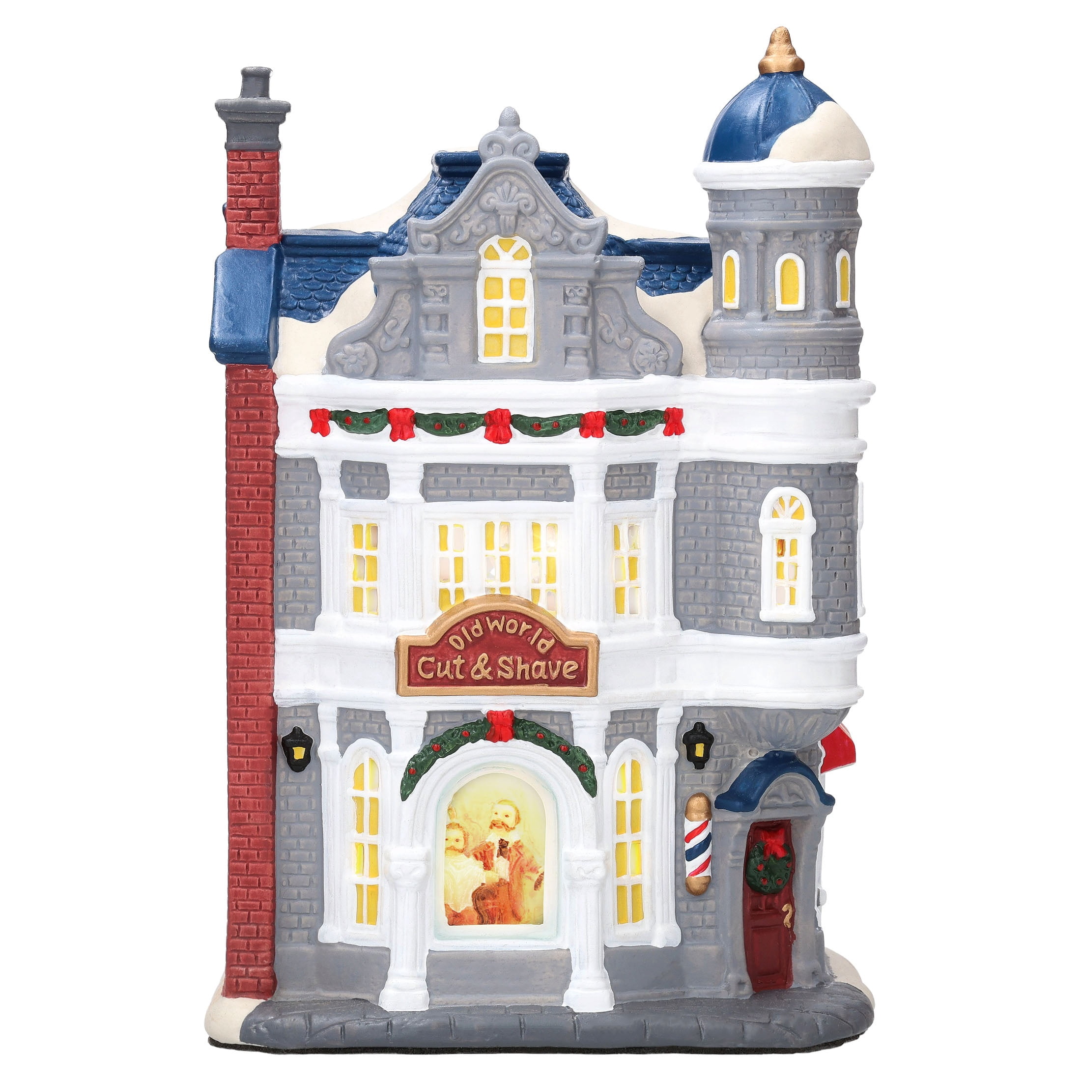 Light-Up Christmas Village Cut and Shave Store, Multicolor, 9.62", by Holiday Time