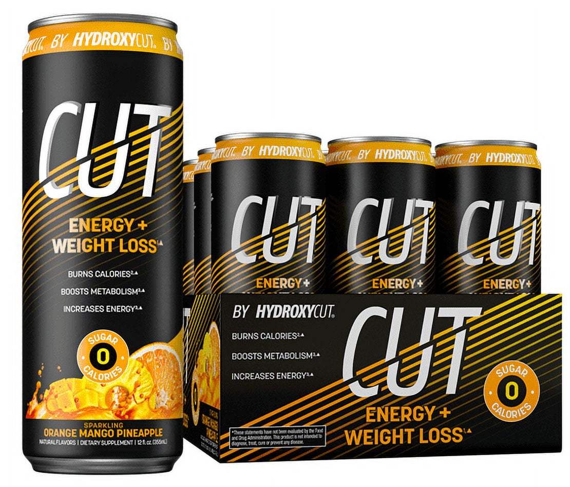 CUT by Hydroxycut Energy Drink, Orange Mango Pineapple 12oz, 12ct
