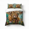 thumbnail image 1 of CUTE HIGHLAND COW WILD FLOWERS Bedding Set 3 Pcs Soft Microfiber Quilt Cover For Bedroom Decor, Comforter Cover With 2 Pillowcase, 1 of 5