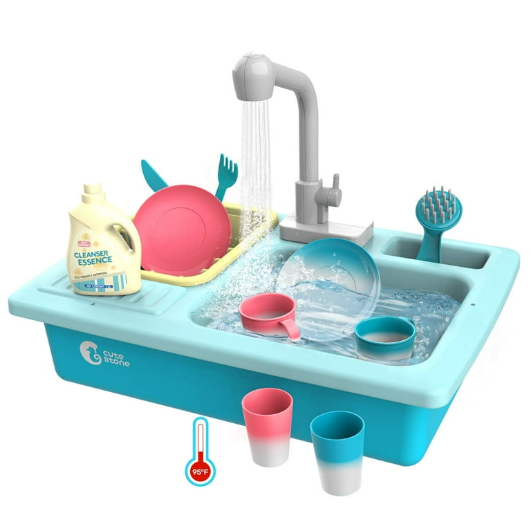  CUTE STONE Color Changing Kitchen Sink Toys, Children Heat  Sensitive Electric Dishwasher Playing Toy with Running Water, Automatic  Water Cycle System Play House Pretend Role Play Toys for Boys Girls 