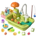 thumbnail image 1 of CUTE STONE Play Sink with Running Water, Kitchen Sink Toys with Upgraded Electric Faucet, Play Kitchen Toy Accessories, Pool Floating Fishing Toys for Water Play, Kids Role Play Dishwasher Toy, 1 of 10