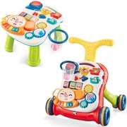 CUTE STONE Sit to Stand Learning Walker, 2 in 1 Baby Walker, Early Educational Child Activity Center, Multifunctional Removable Play Panel, Baby Music Learning Toy Gift for Infant Boys Girls