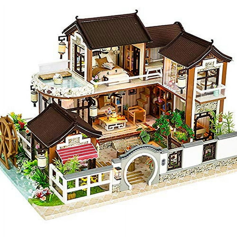 CUTEBEE Dollhouse Miniature with Furniture, DIY Wooden Dollhouse Kit Plus  Dust Proof and Music Movement, 1:24 Scale Creative Room Idea