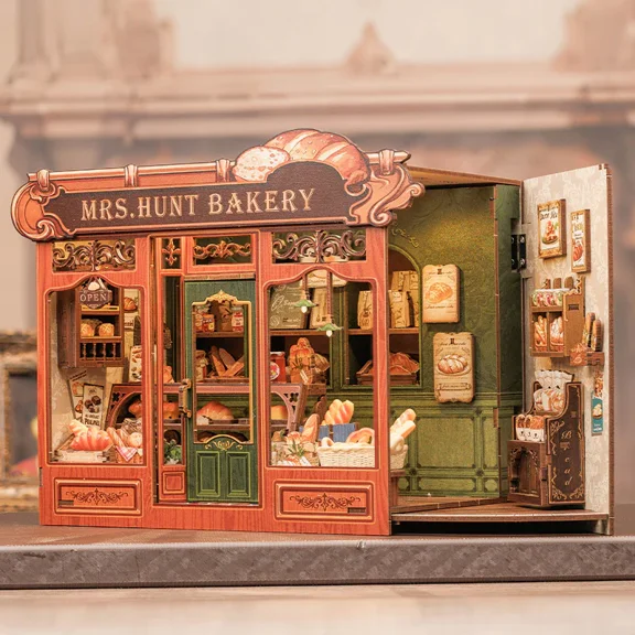 CUTEBEE Mrs. Hunt Bakery DIY Book Nook Miniature Kit, 216 Pieces