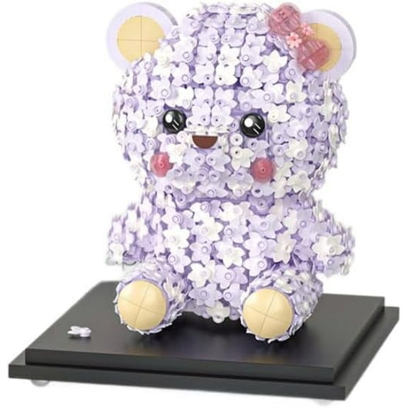 CUTEHELPER Bear Building Blocks Purple Bear Miniature Building Block Set, Cute Animal Model Display Building Block Building Set 1988 Pieces