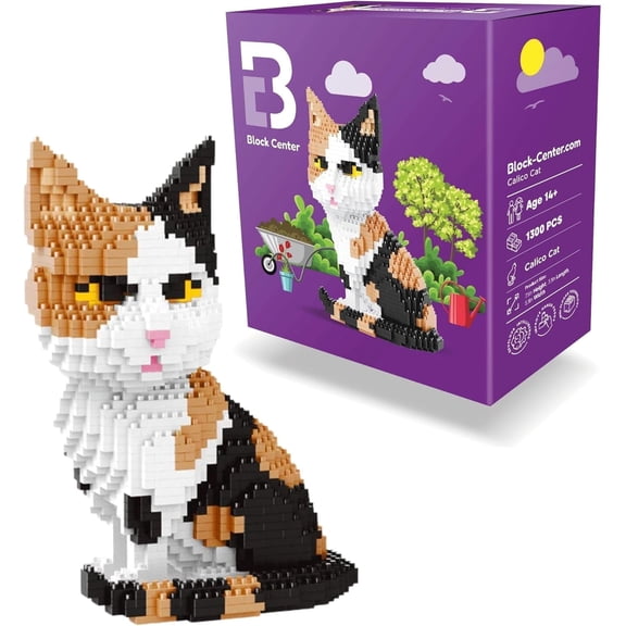 CUTEHELPER Calico Cat 2024 Edition 3D Puzzle 1300 Pieces Building Blocks Set - Mini Block Gift Kit for Kids and Adults who Loves Pets