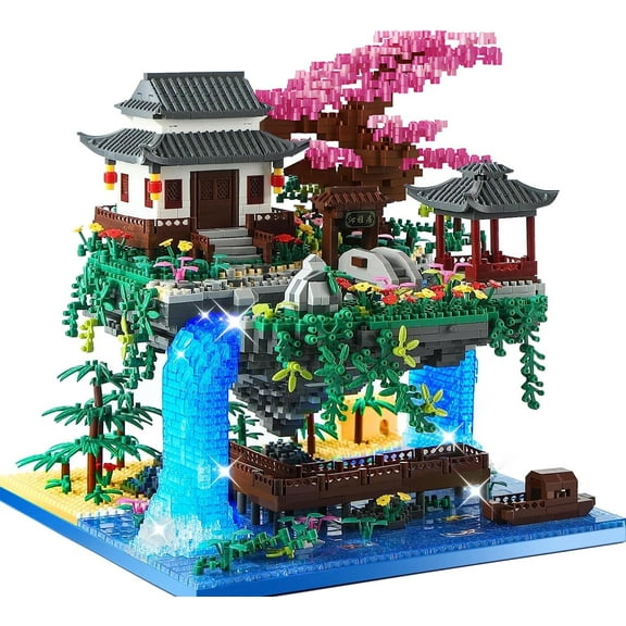 CUTEHELPER Cherry Blossom Bonsai Tree Set with Lights, Collectible of Japanese Sakura Tree House Model Building Kit, Birthday for Kids Age 14+&Adults Chineses Architecture