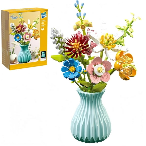 CUTEHELPER Flower Bouquet Building Set with Vase, Artificial Flowers, Flower Building Blocks Kit Decoration Home, 730 Pcs Botanical Collection for Ages 6+ & Adults Gift for Birthday