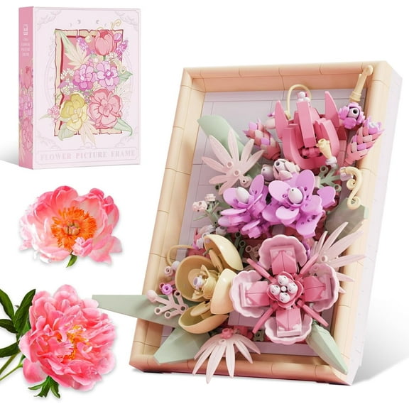 CUTEHELPER Flowers Building Set for Adults, Compatible with Lego Flowers Roses Plants Picture Frame, Botanical Collection Wall Art Home Office Decor, Ideas Gift Building Toy for Boys Girls (656 PCS)