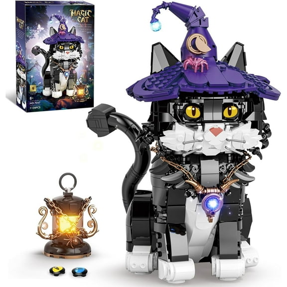 CUTEHELPER Magic Cat Animal Building Set, Collectible MOC Magic Cat Model Toy for Home Decor, Compatible with Lego Adults, Creative Gift for Kids Boys & Girls 8+ (1128 PCS)