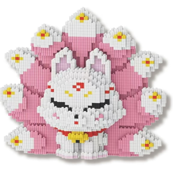 CUTEHELPER Nine Tailed Fox Animal Miniature Building Block Set, DIY mini 3D Building Block Set, Gift for Children,Compatible with Lego (White Nine Tailed Fox)