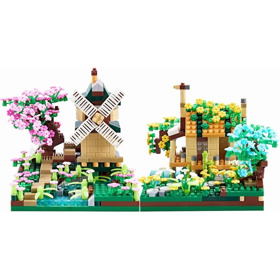 CUTEHELPER Rainbow Flowers Building Block with Light,Sakura Cherry Blossom Bonsai Tree House Construction Set,4451 PCS Mirco Blocks Architecture for Adults and Teens