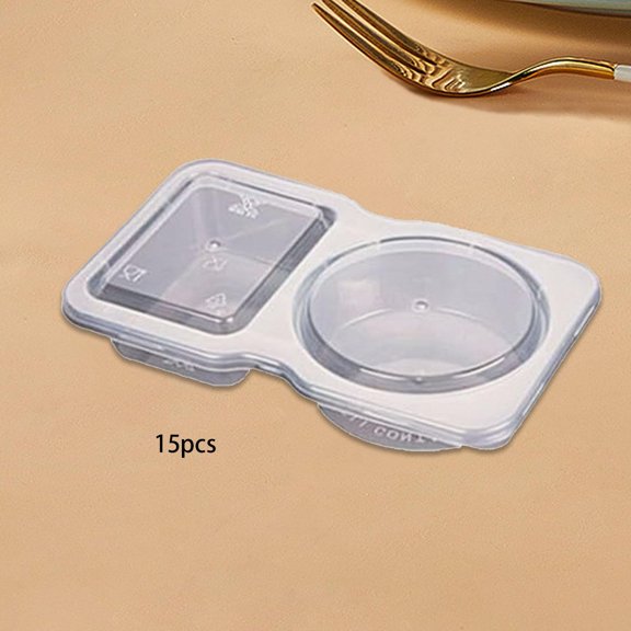 CUTICATE 15Pcs Double Compartment Condiment Container Divided for Work Sauce Snack