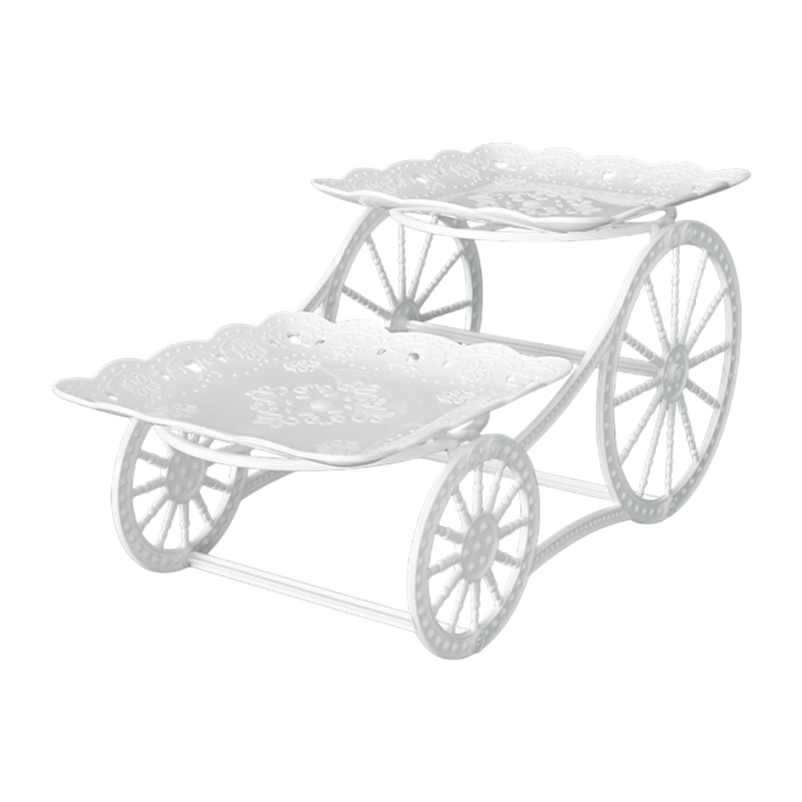 CUTICATE 2 Tier Serving Tray 2 Layer Fruit Plate Holder Multipurpose Candy Cake Display Stand Wedding Cake Stand for Party Living Room square