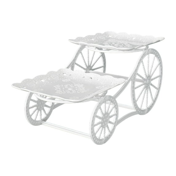 CUTICATE 2 Tier Serving Tray 2 Layer Fruit Plate Holder Multipurpose Candy Cake Display Stand Wedding Cake Stand for Party Living Room square