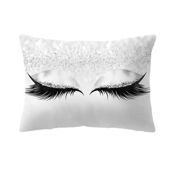 CUTICATE 2xEyelash Printed Throw Pillow Cover Square Cushion Covers