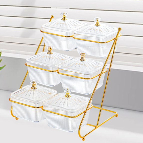 CUTICATE 3 Tier Dried Fruit Dish Storage Container Nuts Tray for Cupcake Nuts Candies Clear