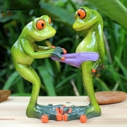CUTICATE 3D Miniature Frog Statue Figurine Handpainted Crafted Animal Sculpture Novelty Table Top Indoor Outdoor