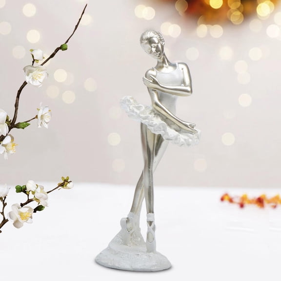 CUTICATE Ballerina Figurine Desktop Ornament Creative Modern Dancing Girl Figurine Art Sculpture for Bedroom Fireplace Office Entrance A