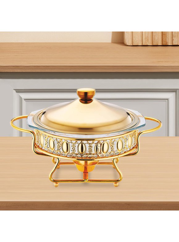 CUTICATE Buffet Food Warmer Buffet Server Metal Rack Cookware Food Warmer Tray Catering Buffet Warmer for Wedding Event Party Birthday Gold