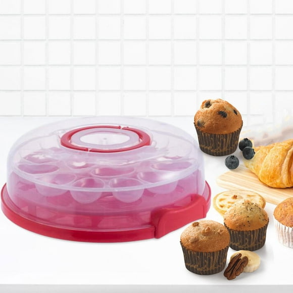 CUTICATE Cake Carrier with Lid Cake Carrying Case Cake Transport Storage Container Round Cake Keeper for Dishes Desserts Red