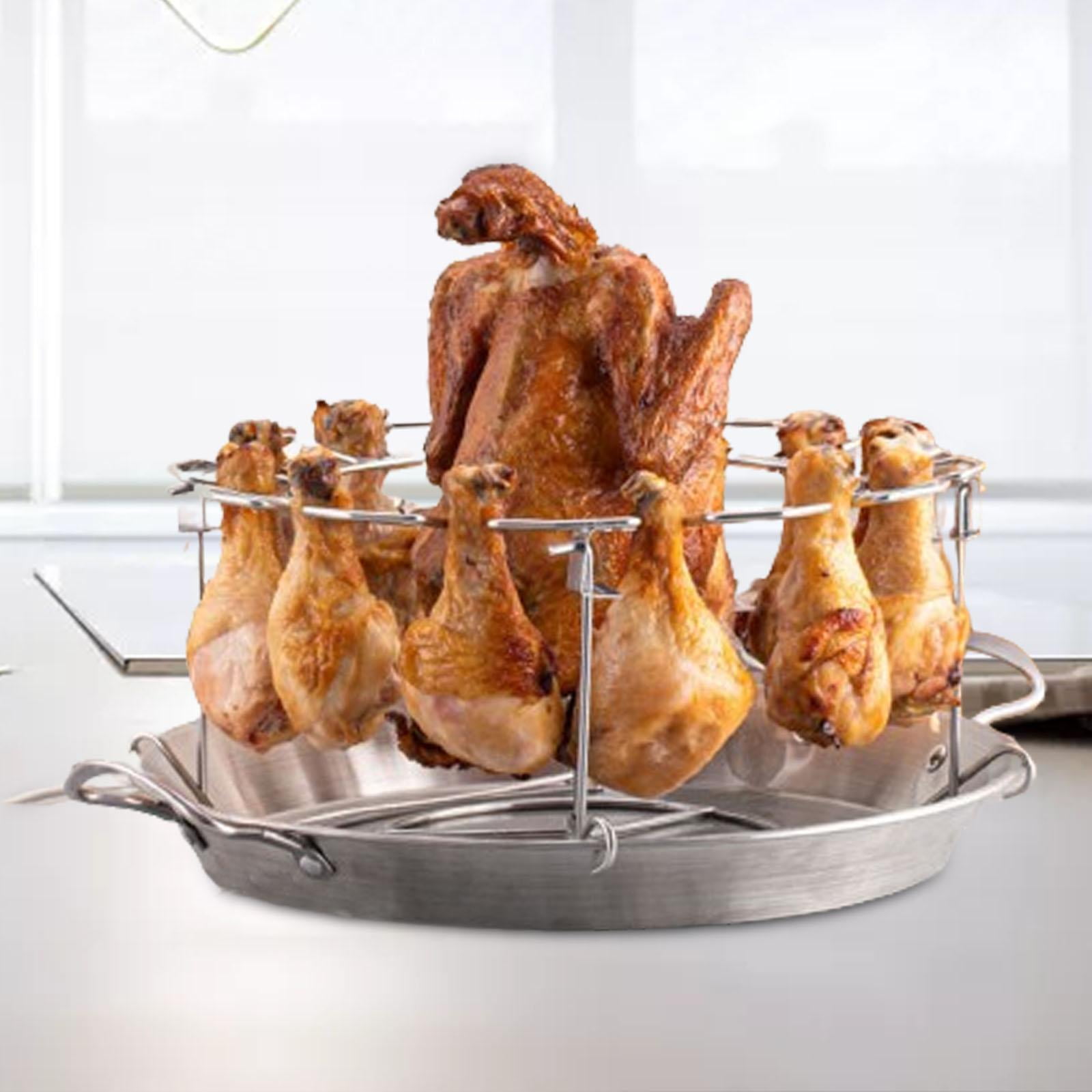 CUTICATE Chicken Drumstick Holder Chicken Stand with Drip Tray Hold up 12 Legs Large Capacity Vertical for Outdoor Cooking Tool Picnic