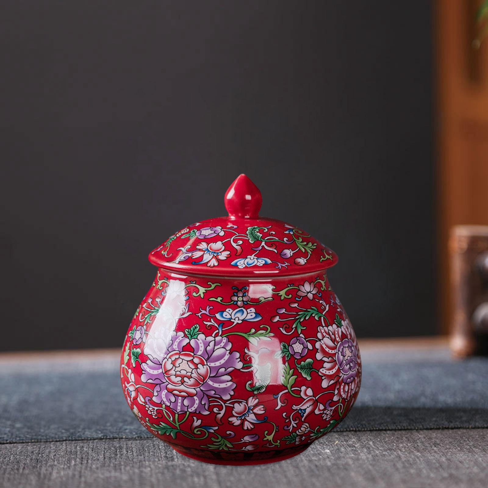 CUTICATE Chinese Temple Jar, Ceramic Storage Jar with Sealed Lid, Round