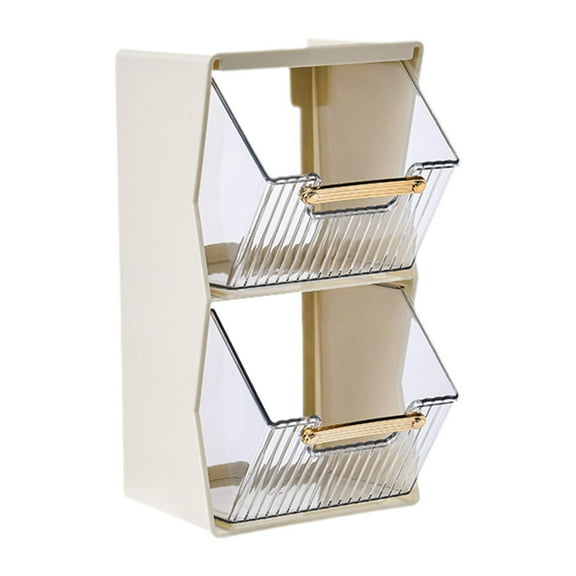 CUTICATE Coffee Pod Holder Display Box Multifunction 2 Tiers Large-capacity Teabag Shelf Tabletop Storage Case for Home Dormitory Milk White