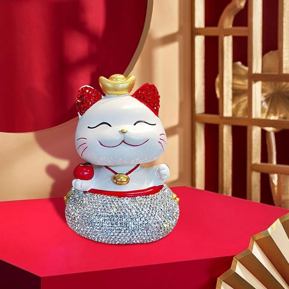 CUTICATE Cute Lucky Cat Cat Statue Kitten Statue Desktop Ornament Fortune Lucky Cat Car Dashboard Decoration for Spring Festival Shelf B