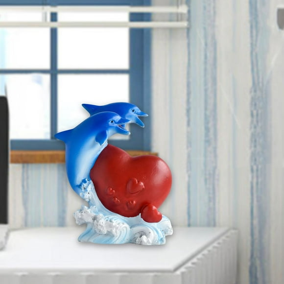 CUTICATE Dolphin Statue Figurine Collectible Decorations Desk Cake Topper Resin Figure Sea Animal Sculpture for Cabinet Office Bedroom C