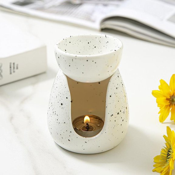 CUTICATE Essential Oil Burner Aroma Burner Ceramic Oil Diffuser Desktop Waxes Melt Burner,Tealight Candle Holder for Home