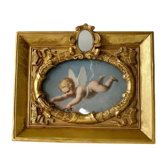 CUTICATE European Desktop Picture Frame Cherub Decorative Painting Fashion Display Wall Mounted Photo Frame for Hallway Wedding Indoor