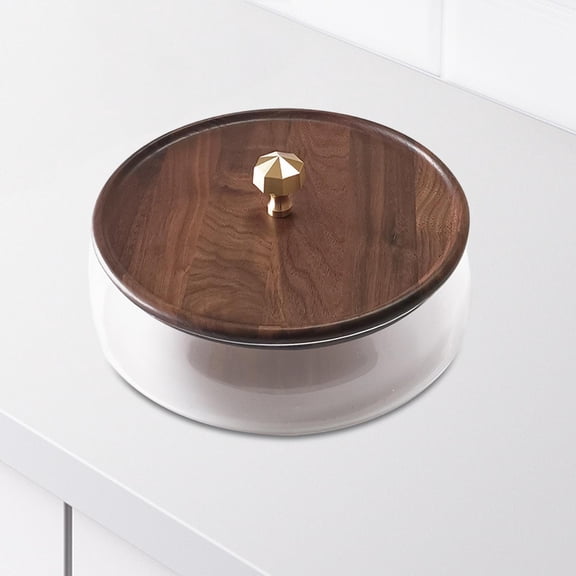 CUTICATE Food Storage Container Food Serving Tray with Wood Lid Meal Prep Container Nut Serving Bowl for Fruit Appetizer House Warming With Knob