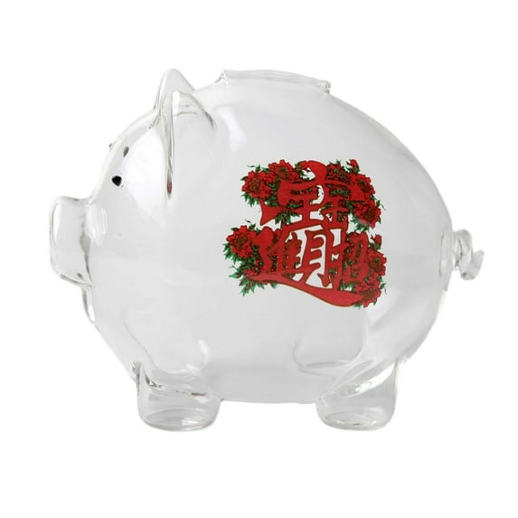 CUTICATE Glass Pig Figurine Piggy Bank Decorative Statue Birthday Gift Delicate Storage Bottle Canister Candy Dish for Kids Girls Boys B