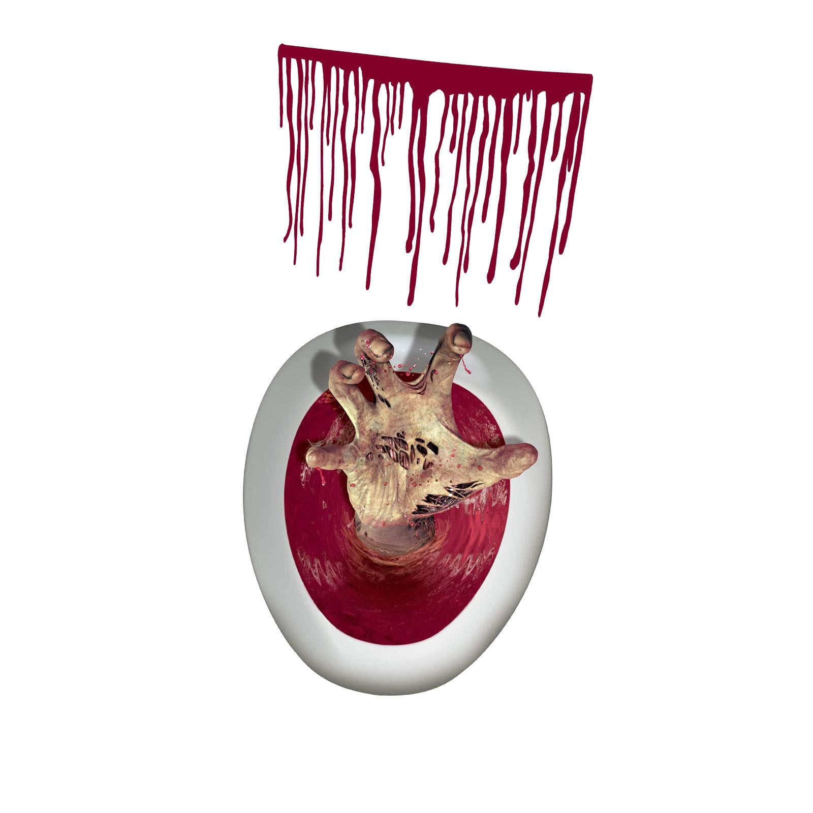 CUTICATE Halloween Toilet Seat Sticker Bloody Hand 3D Wall Stickers PVC Wallpaper Sign Toilet Lid Decals for Club WC Bathroom Washroom