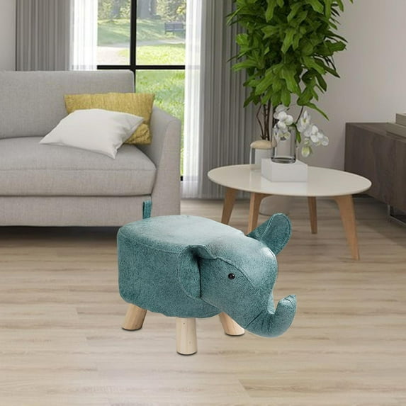 CUTICATE Kids Stool Animal Footstool Cute Multifunctional Cartoon Wood Elephant Bench Ottoman Stool for Guest Rooms Outdoor Playroom Entryway Blue